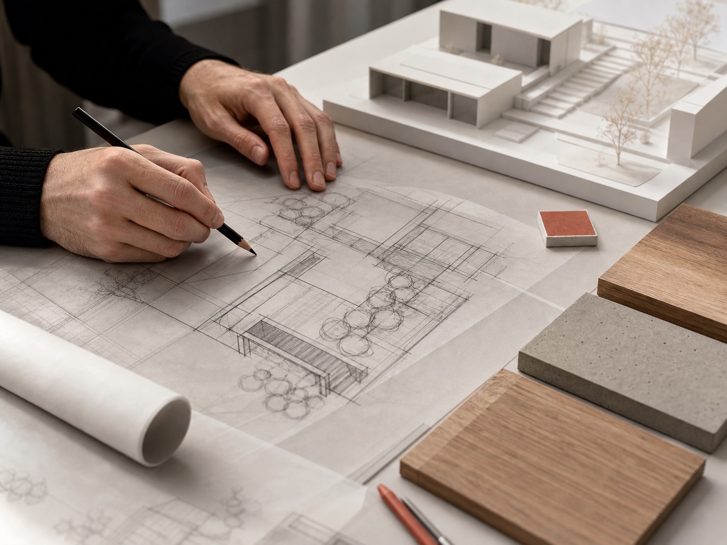 Architekturentwurf und Gebäudemodell