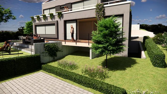 3D-Visualisierung eines Pflanzplan / Podest